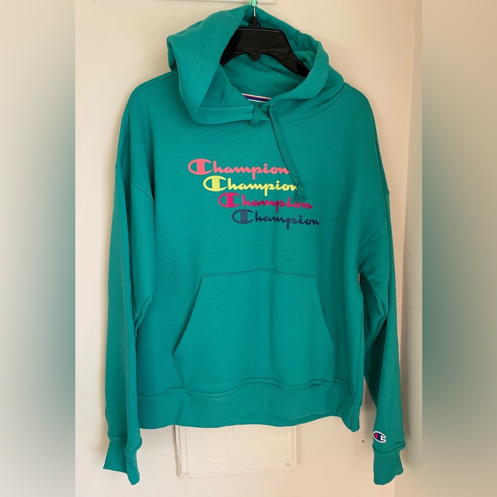 Champion fleece hoodie, size medium.